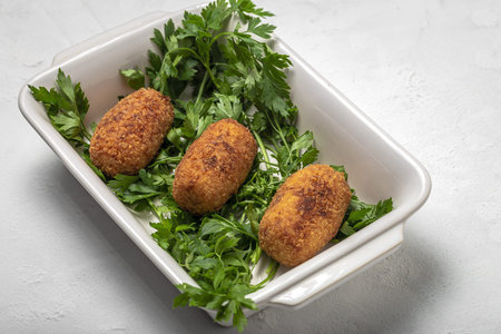 Homemade ham croquettes. Typical Spanish food