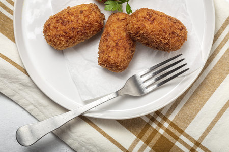 Homemade ham croquettes. Typical Spanish food