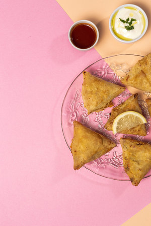 Homemade Traditional Moroccan Briwats. Typical Moroccan food. Arabic food