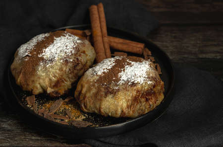 Traditional homemade assortment of moroccan food snacks on dark background. Typical Arab food. Halal conceptの写真素材