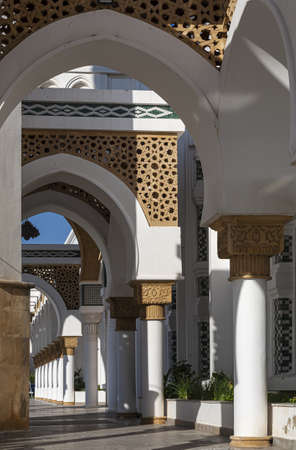 Arab architecture in the old medina. Streets, doors, windows, details. Tangier, Moroccoのeditorial素材