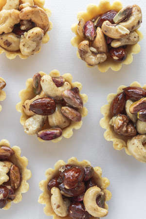 Traditional typical homemade Ramadan sweets with cashews, almonds and pistachios.Typical arabic halal foodの写真素材