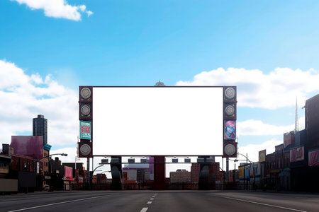 Generative AI illustration of big billboard in the city announcing advertising. Advertisingの素材