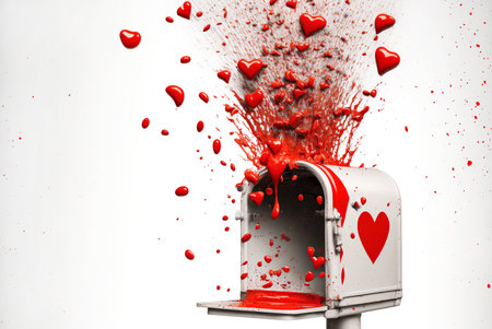 Generative AI illustration of postbox spitting out hearts. love conceptの素材
