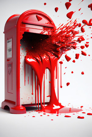 Generative AI illustration of postbox spitting out hearts. love conceptの素材