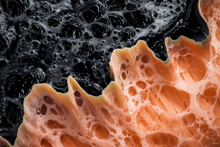 Generative AI illustration of abstract backgrounds with colorful shapes and textures in the style of biomorphic forms. Digital art wallpaperの素材