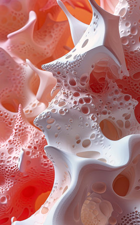 Generative AI illustration of abstract backgrounds with colorful shapes and textures in the style of biomorphic forms. Digital art wallpaperの素材