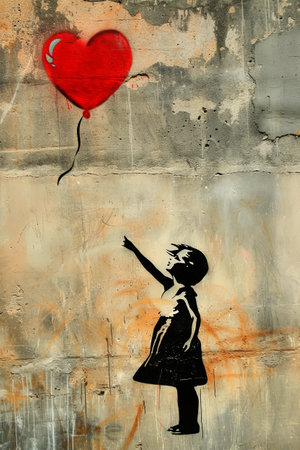 Generative AI background illustration of Love Picture Valentine's Day Poster Ink Painting Style.Love conceptの素材
