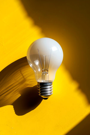 light bulb illuminated with renewable energy with colorful background. environment saveの素材