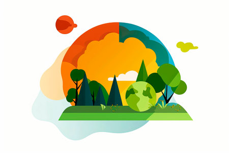Generative AI illustration Isolated of nature, clean energy, eco friendly, sustainability and environment icon on white background. digital art conceptの素材