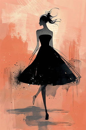 Generative AI illustration of haute couture design suit in digital illustration style.の素材