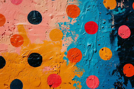 Generative AI background illustration of polka dots of different colors and sizes. Typical Andalusian. wallpaper conceptの素材