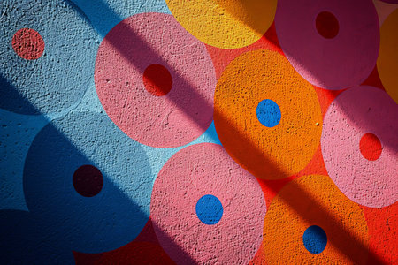 Generative AI background illustration of polka dots of different colors and sizes. Typical Andalusian. wallpaper conceptの素材