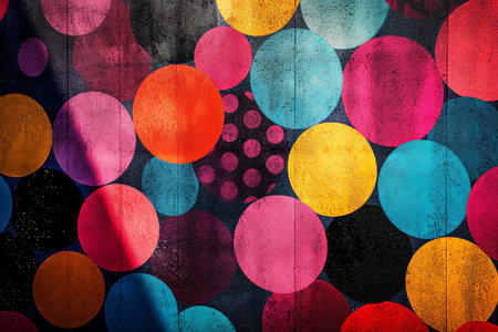 Generative AI background illustration of polka dots of different colors and sizes. Typical Andalusian. wallpaper conceptの素材