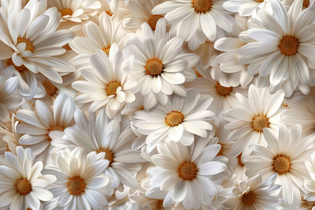 Background of daisy flowers of different colors with copy space.Spring wallpaperの素材