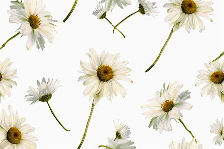 Background of daisy flowers of different colors with copy space.Spring wallpaperの素材