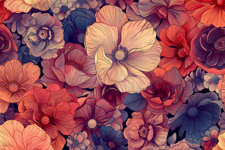 Artistic illustration of very cute little flowers bright colors multicolor watercolor painting with copy space. Simple pattern. Artworkの素材