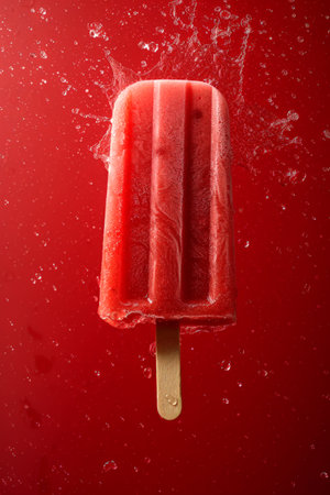 Homemade healthy watermelon popsicles with bright colored backgrounds and sunlight.Natural fruitsの素材