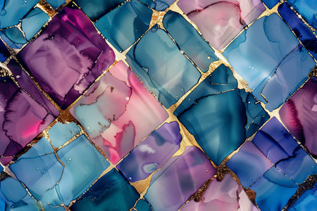 Background of handmade ceramic tiles in various colors. Decorative wallpaper. Digital artの素材
