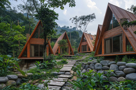 luxury home on a beach and pool in tropical landscapes with designer interiors and recycled furniture.Sustainable luxury architectureの素材