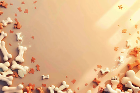 Background of canine motifs such as dog footprints and bones with backgrounds of different colors with copy space. Artwork. Wallpaperの素材