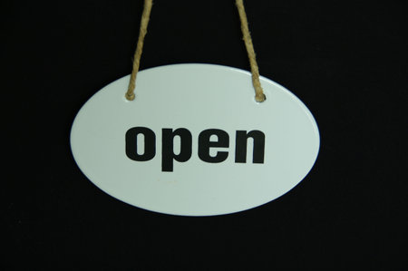 sign open back text bold