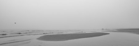 Fog in the beach in italyの写真素材