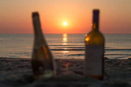 bottle in beach in italyの写真素材