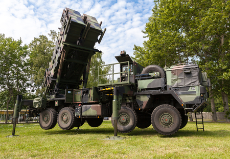 german antiaircraftrocketsystem  patriot in attack positionのeditorial素材