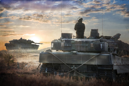 german main battle tanks stands in positionのeditorial素材