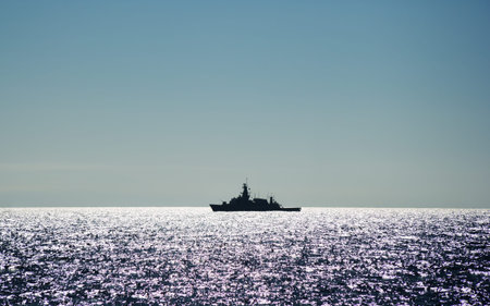 warship in ocean
