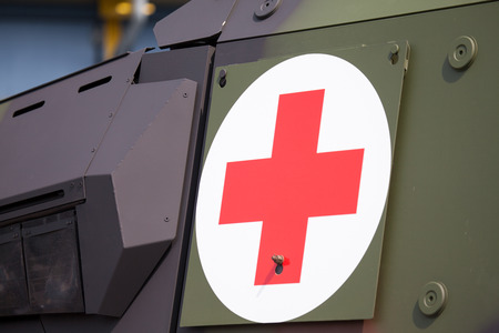 red cross on a military armored vehicleのeditorial素材
