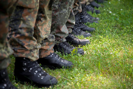 boots from german soldiers in a row