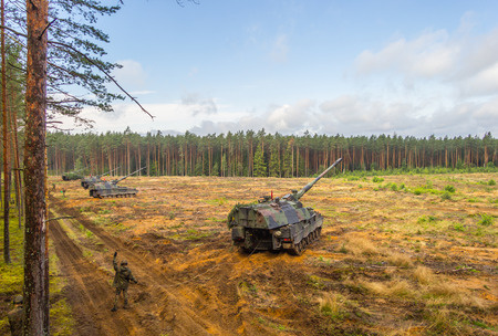 german self-propelled howitzer on battlefieldのeditorial素材