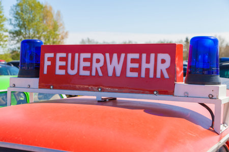 german feuerwehr ( fire service ) sign on a car