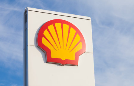 BURG / GERMANY - NOVEMBER 13, 2016: Shell gas station sign. Shell is an Anglo-Dutch multinational...