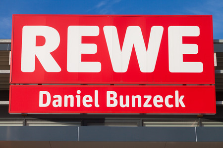BURG / GERMANY - NOVEMBER 13, 2016: subsidiary from german supermarket chain, REWE. The REWE Group is a German diversified retail and tourism co-operative group based in Cologne, Germany.のeditorial素材