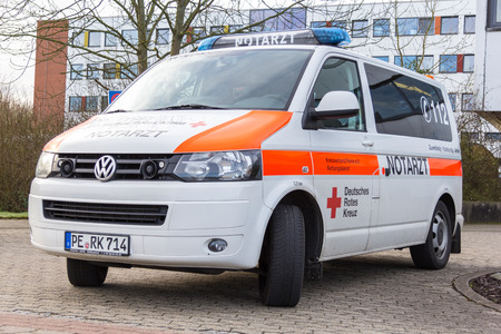 PEINE / GERMANY - MARCH 20, 2017: german emergency doctor ( notarzt ) car stands on a hospitalのeditorial素材