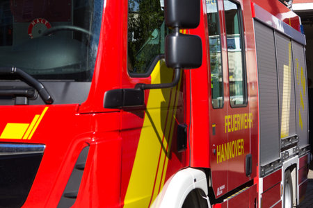 HANNOVER / GERMANY - APRIL 25, 2017: german fire engine stands on street
