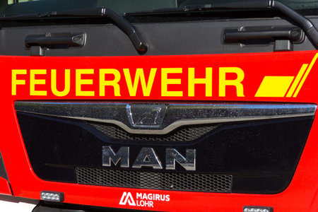 HANNOVER / GERMANY - APRIL 25, 2017: german fire engine stands on street