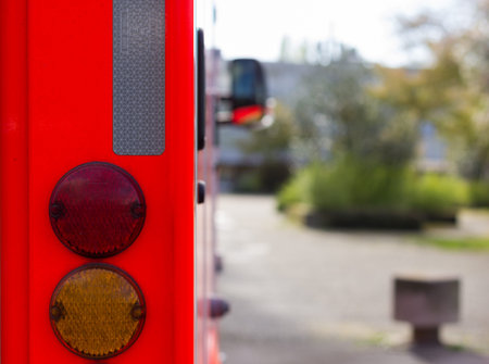 HANNOVER / GERMANY - APRIL 25, 2017: german ambulance stands on streetのeditorial素材