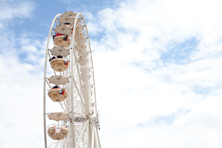 Warnemuende  / Germany - August 12, 2017: ferris wheel stands at public event on hanse sail in warnemuende, germany.のeditorial素材