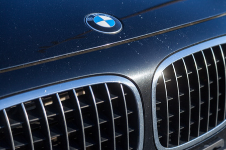 FUERTH / GERMANY - FEBRUARY 25, 2018: BMW emblem on a bmw car. BMW is a German multinational company which currently produces automobiles and motorcycles until 1945.のeditorial素材