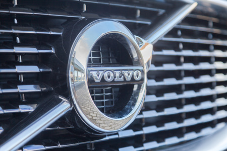 NUERNBERG / GERMANY - MARCH 4, 2018: Volvo logo on a Volvo car at a Volvo car dealer in Germany.のeditorial素材