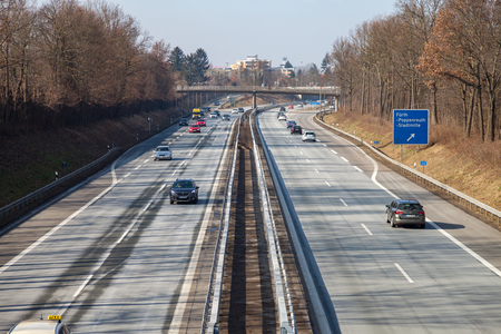 FUERTH / GERMANY - MARCH 4, 2018: traffic on german highway 73 near fuerth, germanyのeditorial素材