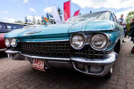 ALTENTREPTOW / MECKLENBURG- WEST POMERANIA / GERMANY - MAY 1, 2018: Cadillac Sedan DeVille oldtimer car stands on street at an oldtimer show.のeditorial素材