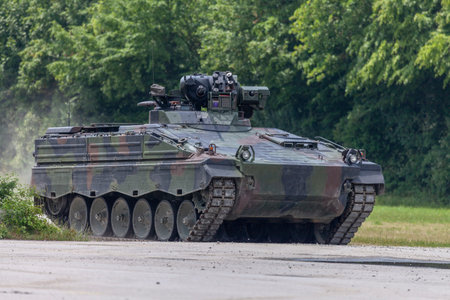 German infantry fighting vehicle drives on a road