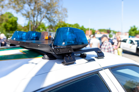 Emergency lights on an american police car