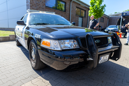 DELMENHORST / GERMANY - MAY 6,2018: American police car stands on an open day in Delmenhorst.のeditorial素材