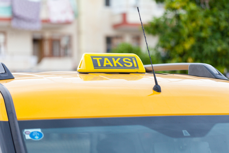 ANTALYA / TURKEY - SEPTEMBER 29, 2018: Turkish Taxi stands on a street in Antalyaのeditorial素材
